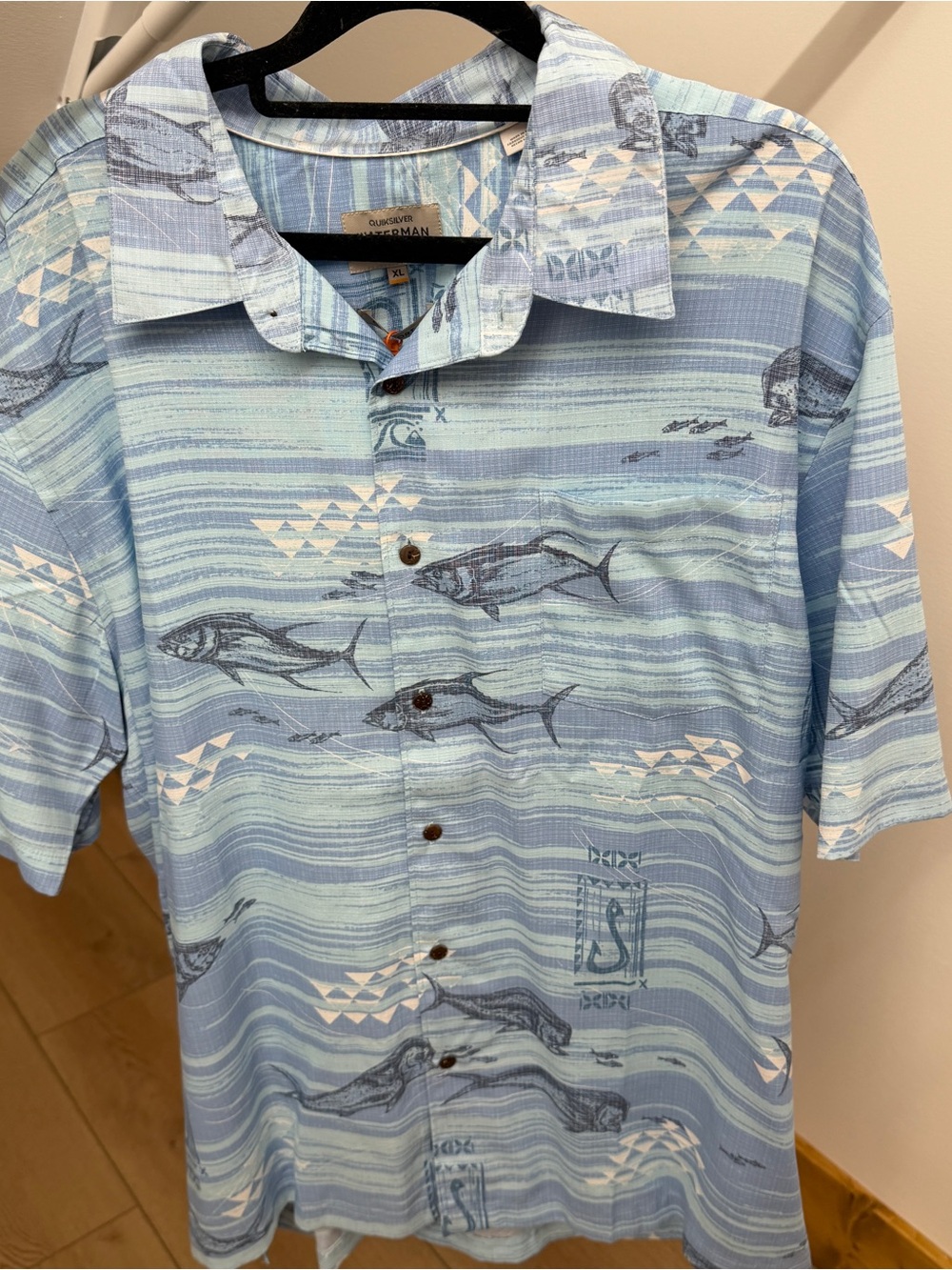 Quicksilver Mens Ocean-Print Short-Sleeve Shirt - XL